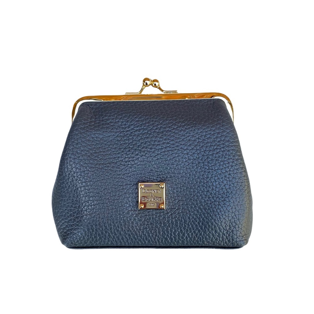 Dooney & Bourke Kisslock Coin Wallet Pebble Leather Dark Grey (NEW without Tags)